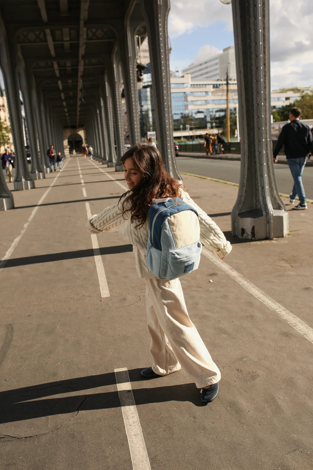 Denim Patchwork Midi Backpack