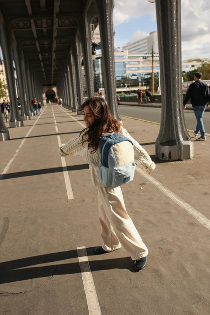 Denim Patchwork Midi Backpack
