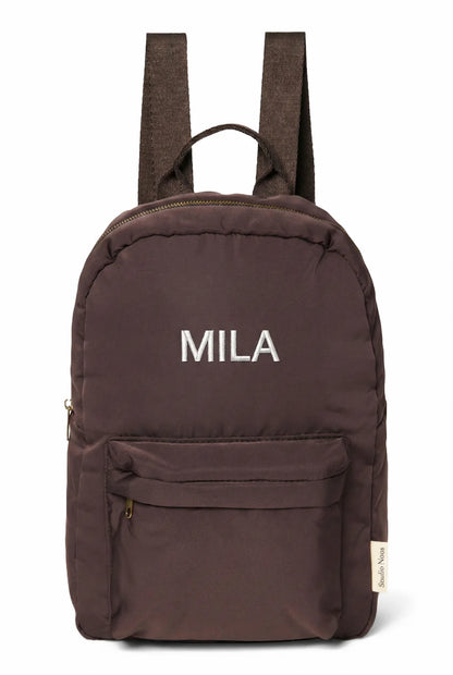 Brown Hearts Puffy Midi Backpack