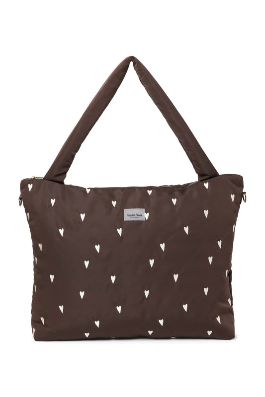 Braune Herzen Puffy Wickeltasche