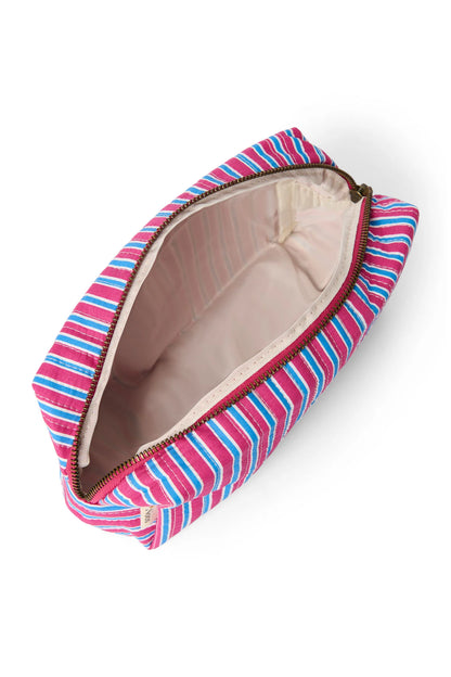 Poplin Striped Pouch | Raspberry