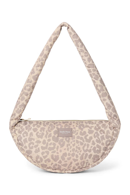 Beige Leopard Puffy Mini Cross Body Bag