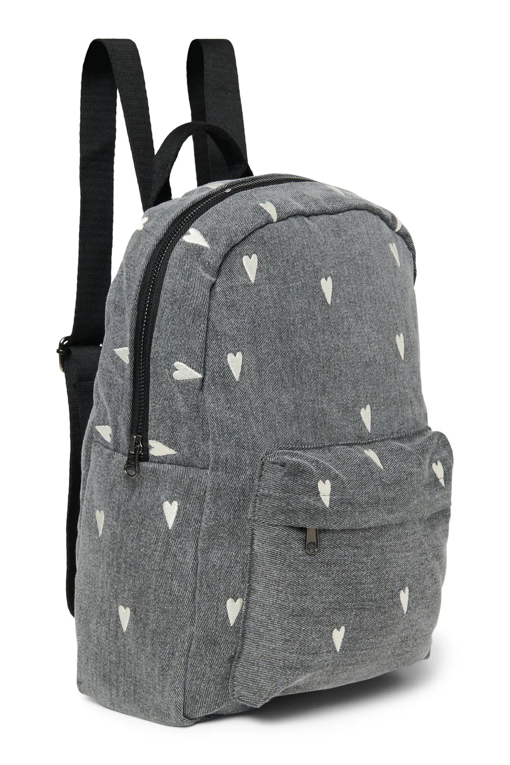 Grey Hearts Denim Midi Backpack
