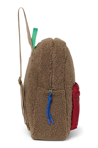 Brown/Burgundy Teddy Midi Backpack