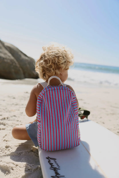 Poplin Striped Mini Backpack | Raspberry