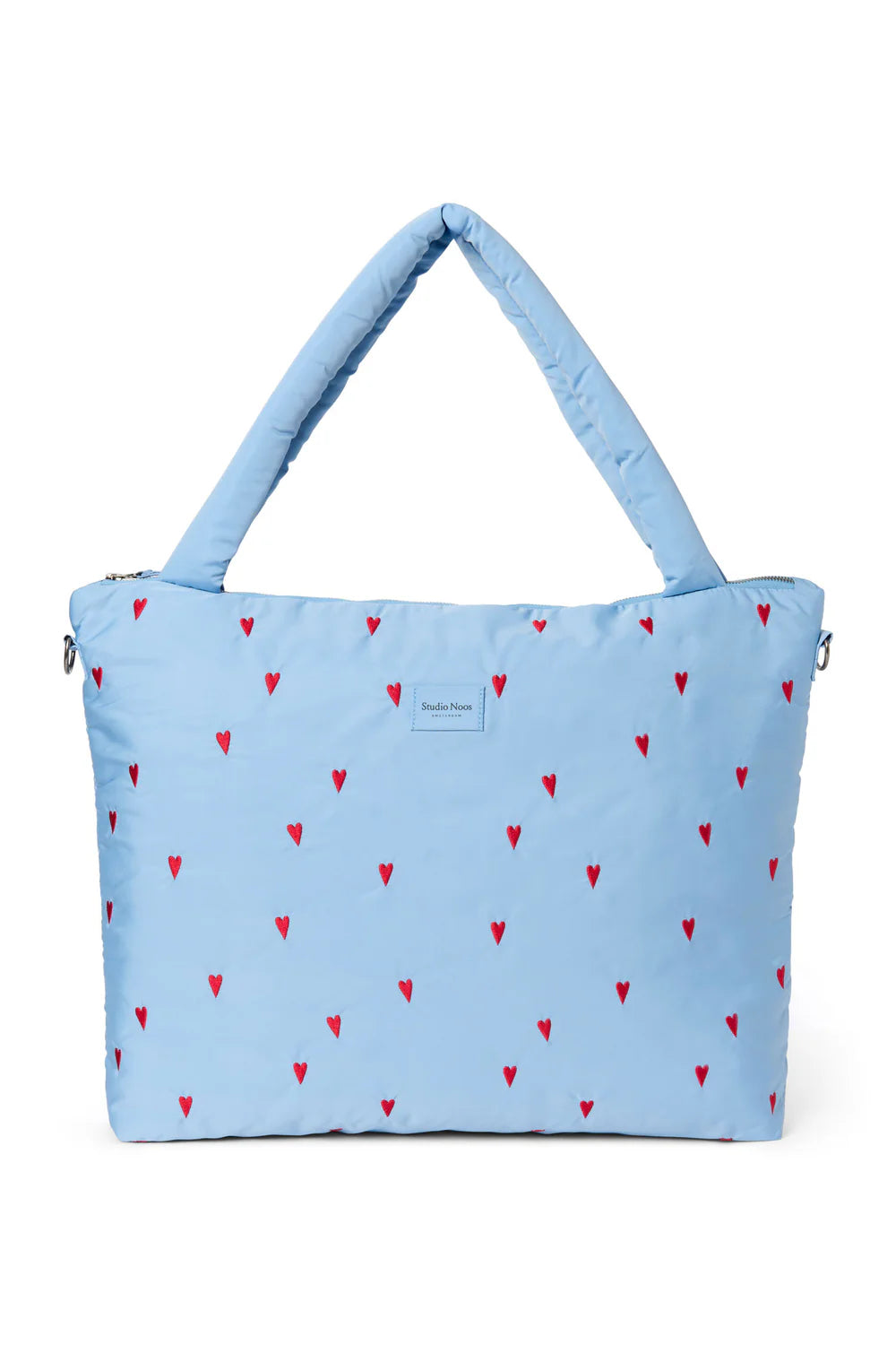 Light Blue Hearts Puffy Diaper Bag
