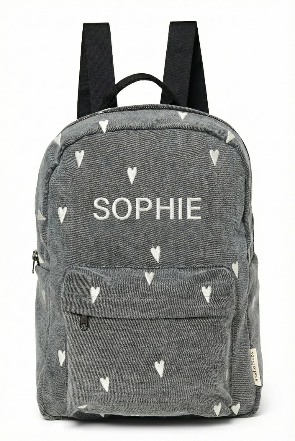 Grey Hearts Denim Midi Backpack