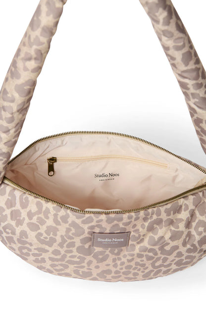 Beige Leopard Puffy Mini Cross Body Bag
