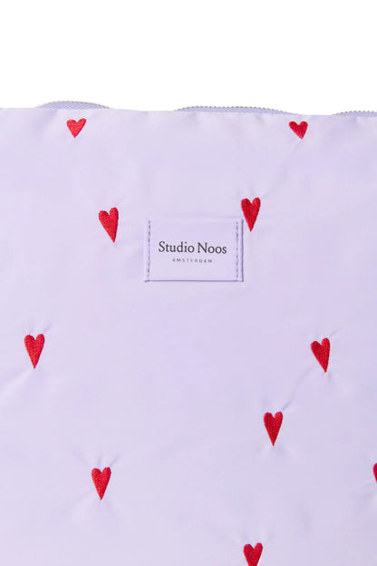 Light Blue Hearts Puffy Diaper Bag