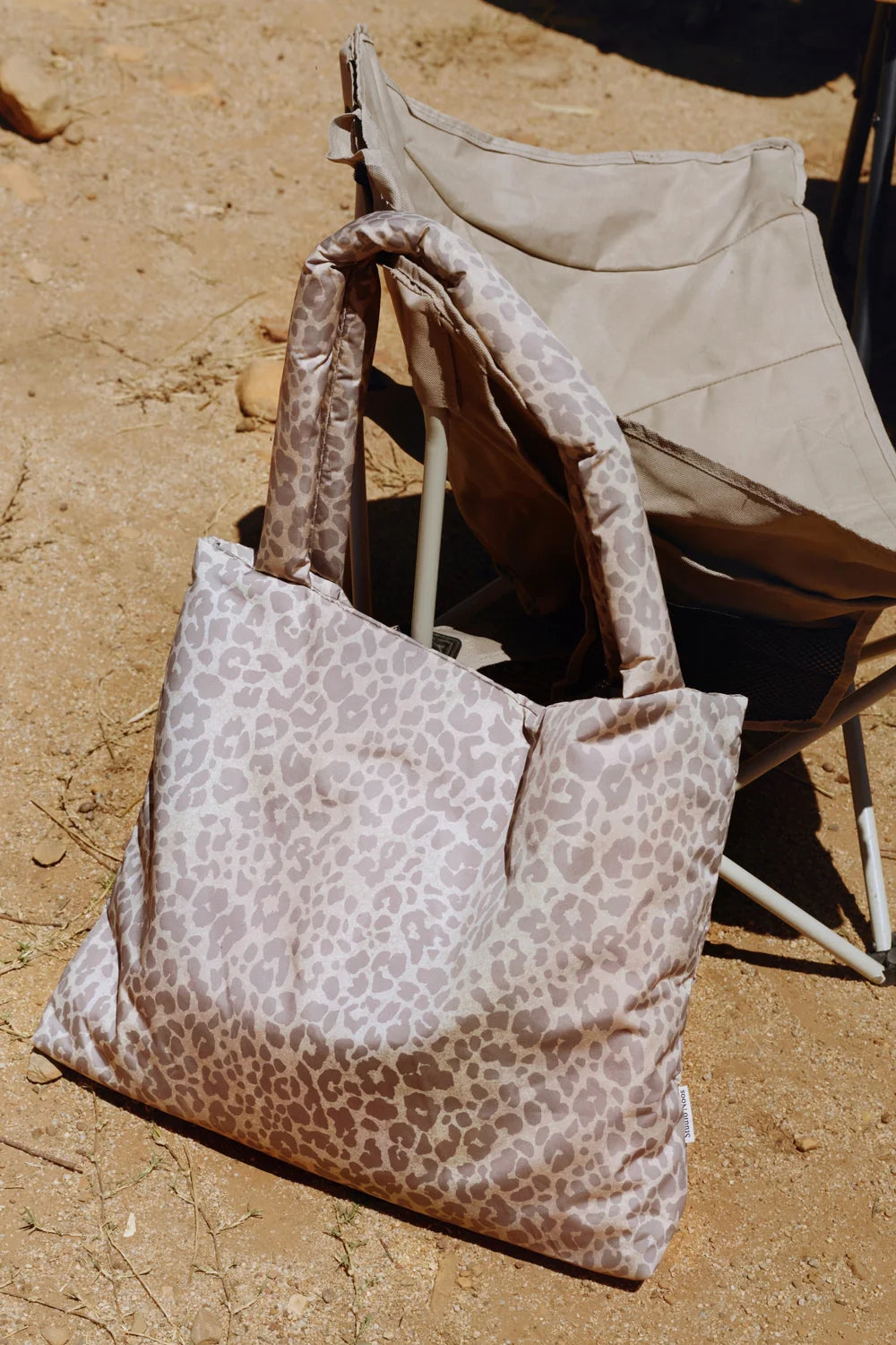 Beige Leopard Puffy Mom Bag