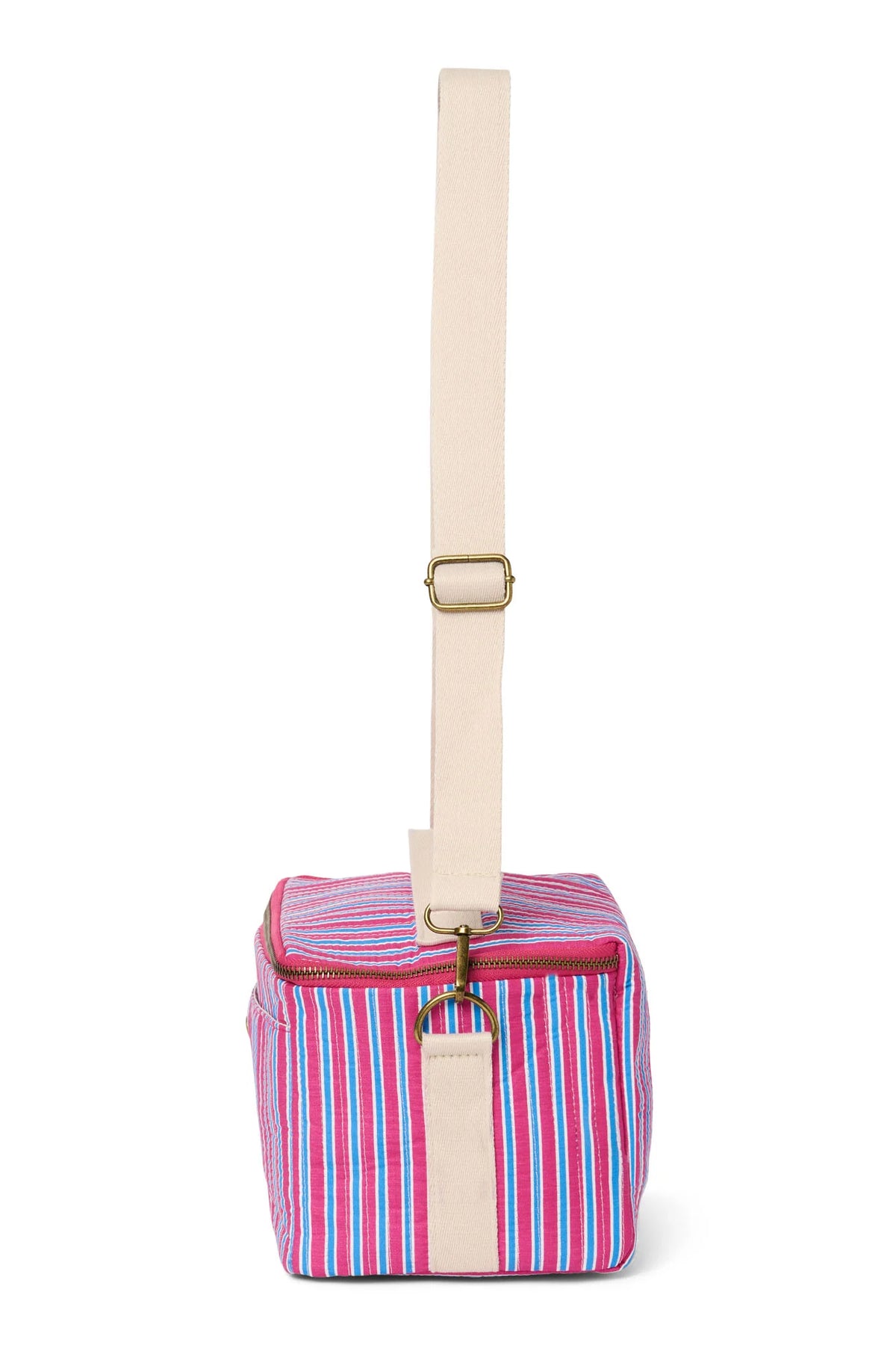 Poplin Striped Cooler Bag | Raspberry
