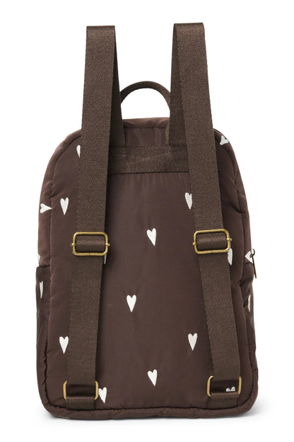 Brown Hearts Puffy Midi Backpack