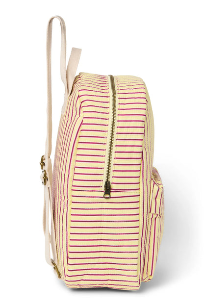 Poplin Striped Midi Backpack | Butter Yellow