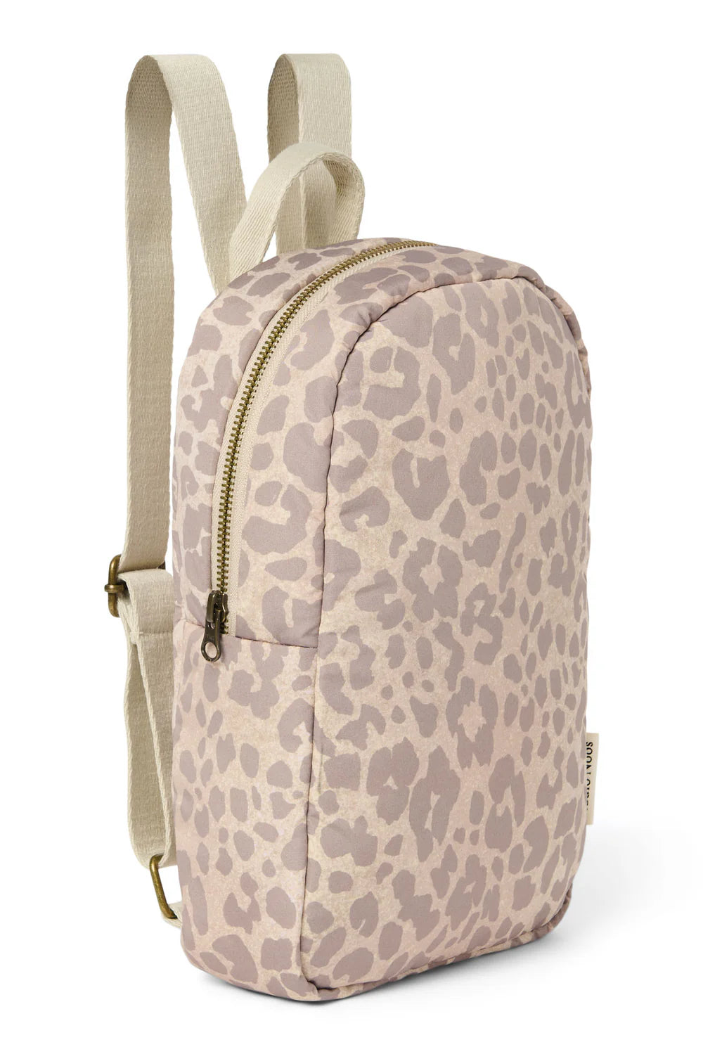 Beige Leopard Puffy Mini Backpack