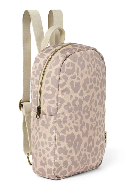 Beige Leopard Puffy Mini Backpack