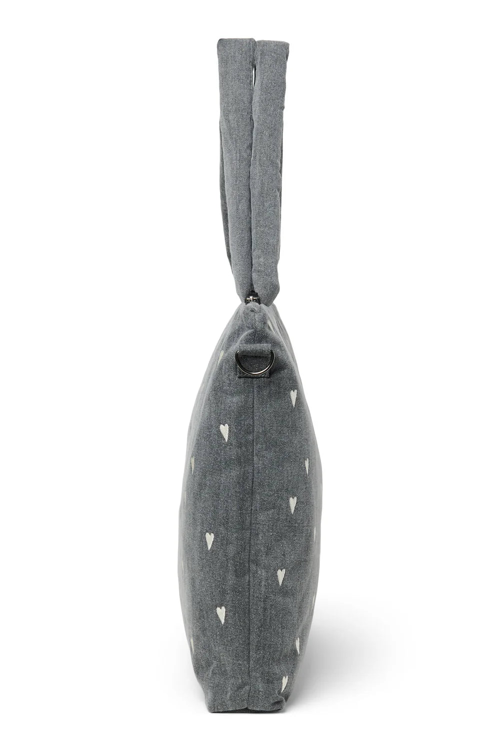 Grey Hearts Denim Diaper Bag