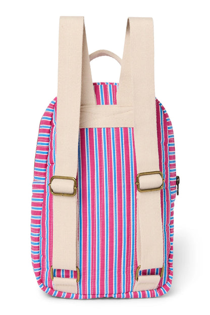 Poplin Striped Mini Backpack | Raspberry