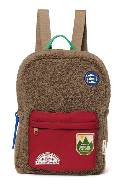 Brown/Burgundy Teddy Midi Backpack