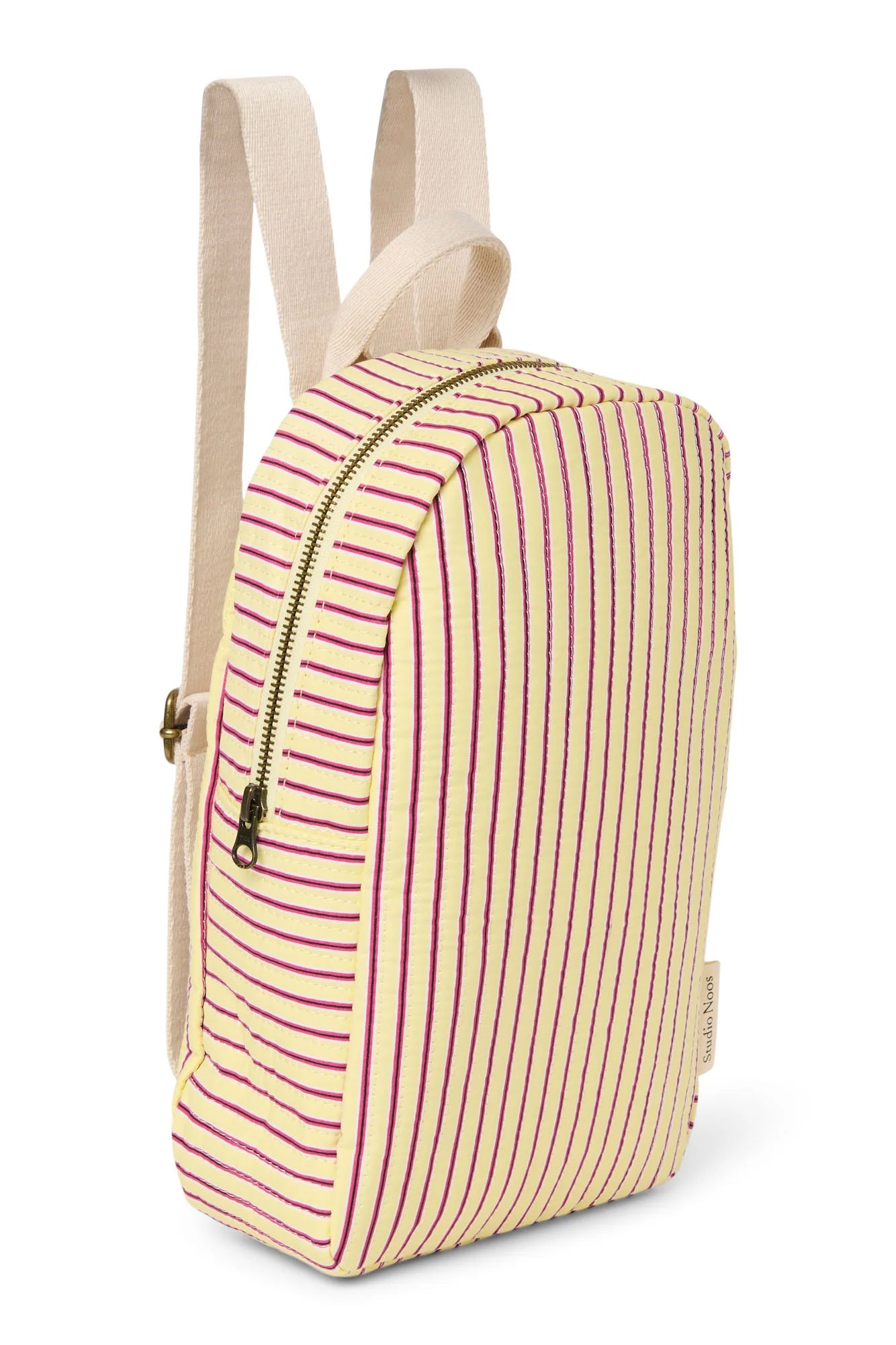 Poplin Striped Mini Backpack | Raspberry