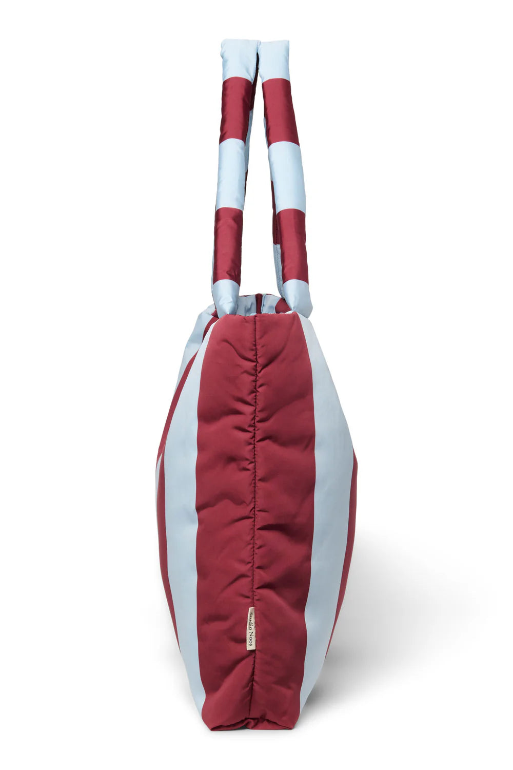 Bordeaux/Light Blue Bold Stripe Mom Bag