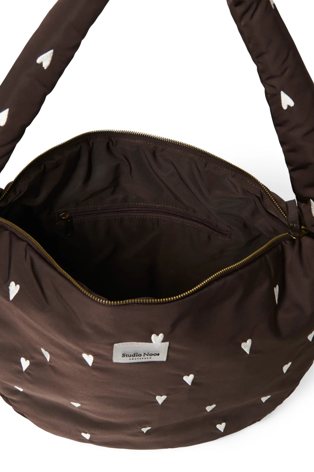 Brown Hearts Puffy Cross Body Bag