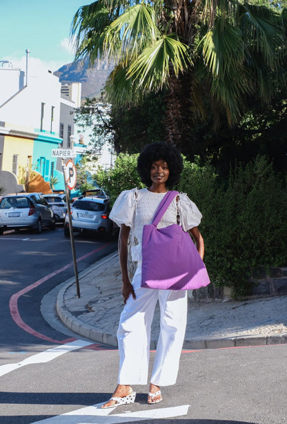 Purple Textured Puffy Mom Bag