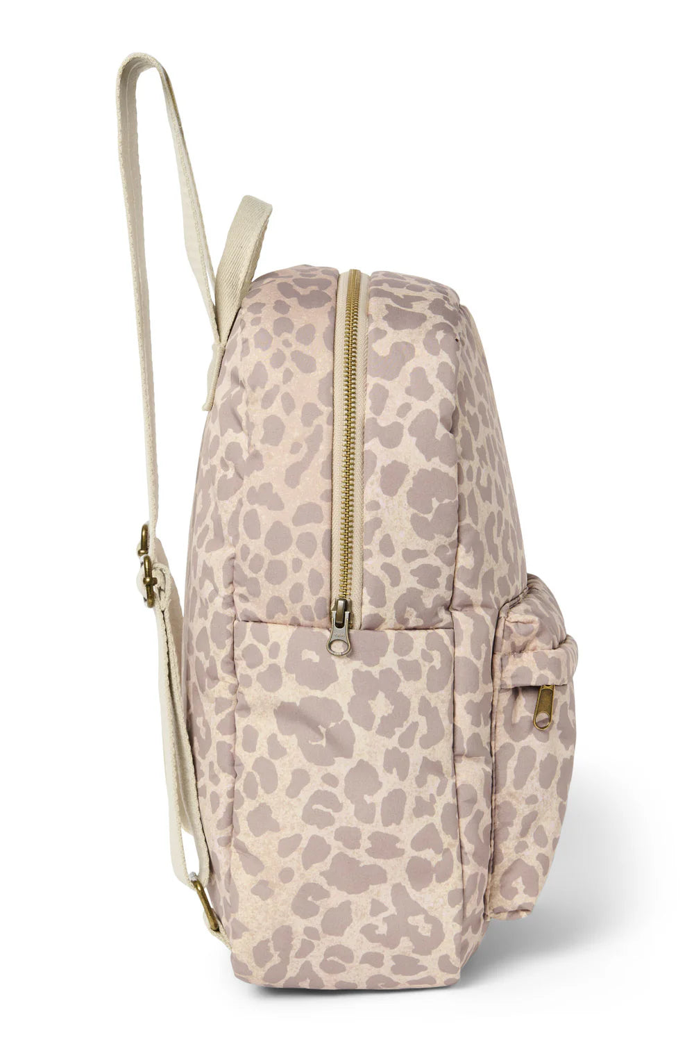 Beige Leopard Puffy Midi Backpack