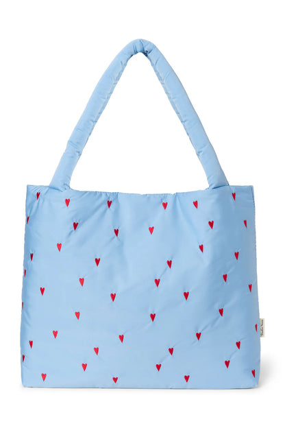 Brown Hearts Puffy Mom Bag