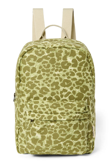 Brown Leopard Cotton Midi Backpack