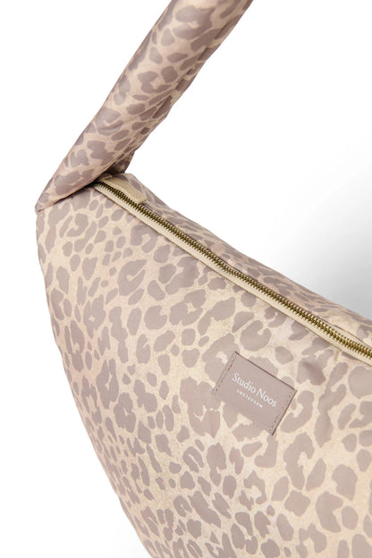 Beige Leopard Puffy Cross Body Bag