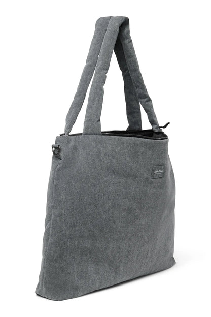 Grey Hearts Denim Diaper Bag