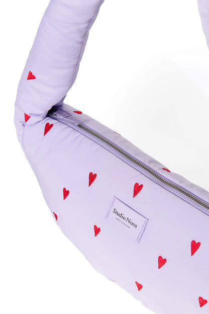 Light Blue Hearts Puffy Mini Cross Body Bag