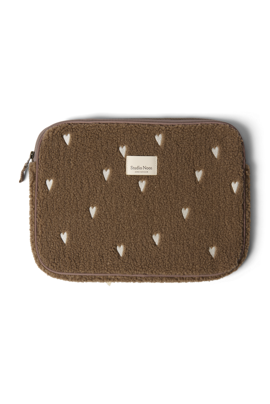 Teddy Laptop Sleeve 13 Inch | Brown Hearts