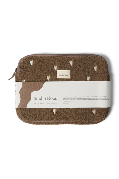 Teddy Laptop Sleeve 13 Inch | Brown Hearts