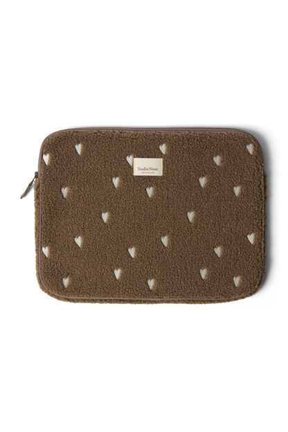 Teddy Laptop Sleeve 15 Inch | Brown Hearts