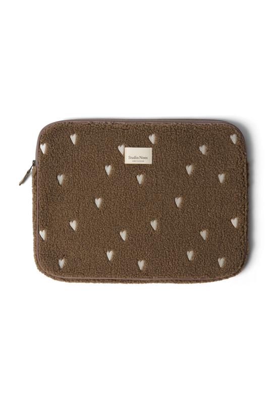 Teddy Laptop Sleeve 15 Inch | Brown Hearts