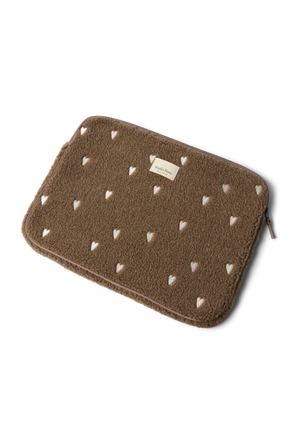 Teddy Laptop Sleeve 15 Inch | Brown Hearts
