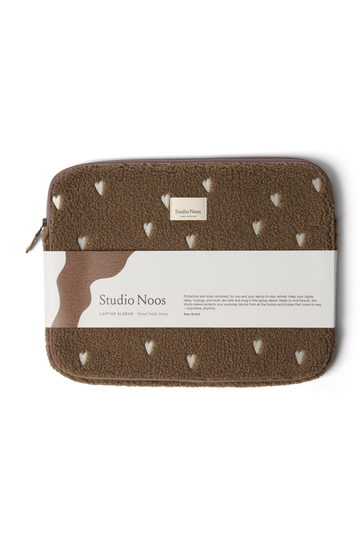 Teddy Laptop Sleeve 15 Inch | Brown Hearts
