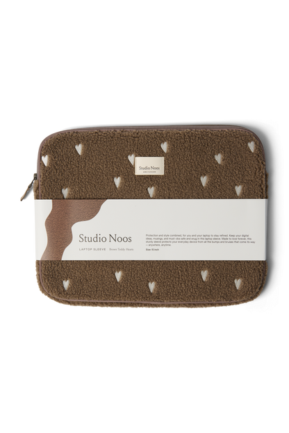 Teddy Laptop Sleeve 15 Inch | Brown Hearts