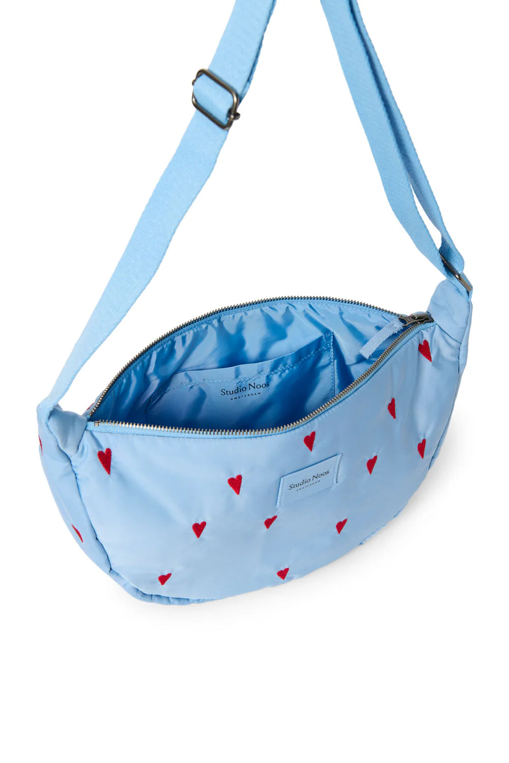 Light Blue Hearts Puffy Adult Fanny Pack