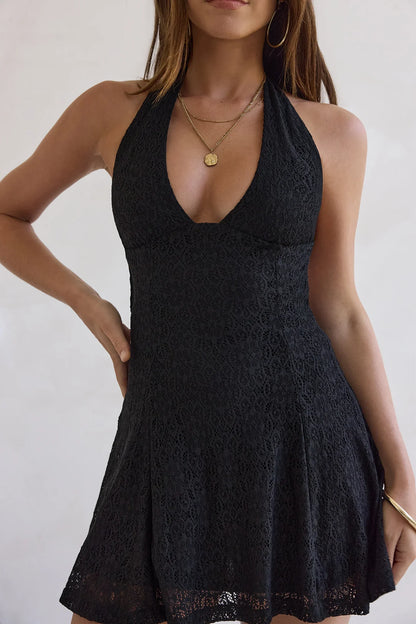 Traumfrau-Minikleid mit Neckholder in Schwarz