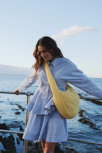 Butter Yellow Textured Puffy Cross Body Bag