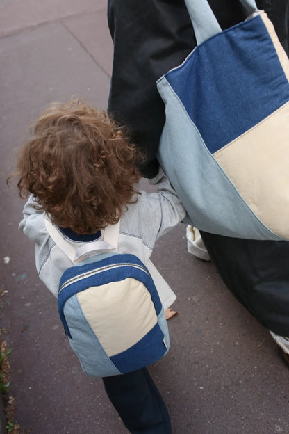Denim Patchwork Mini Backpack