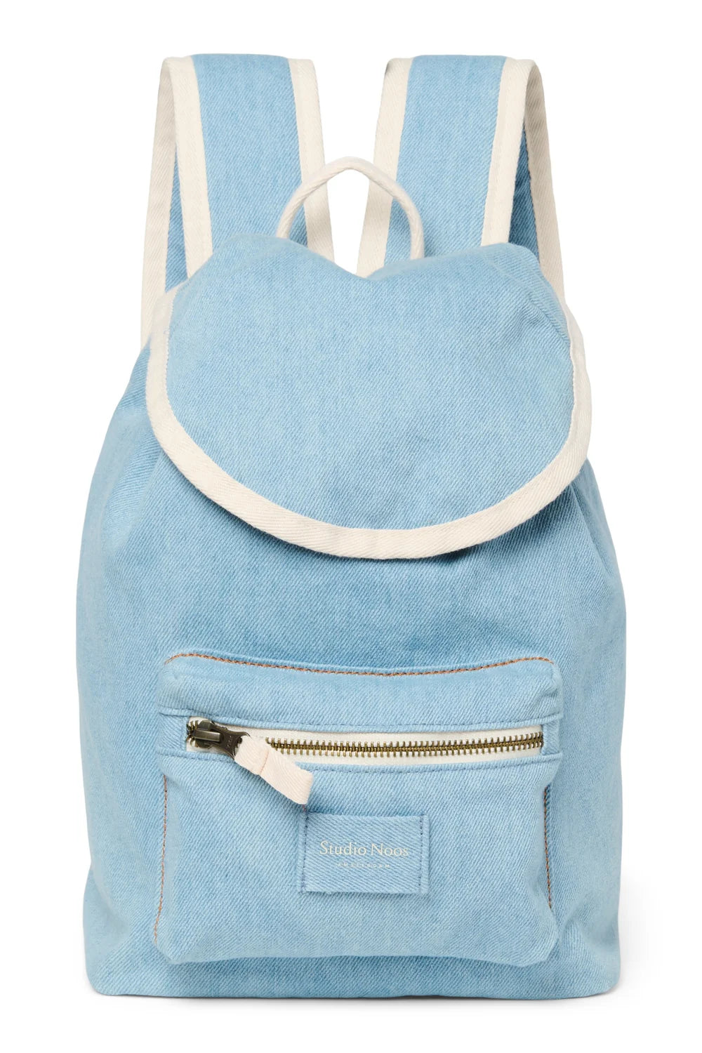 Blue Denim Solid Midi Backpack Drawstring