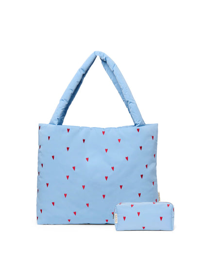 Light Blue Hearts Classic Puffy Gift Set