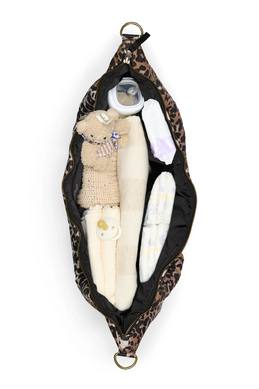 Hazel Leopard Soft Cotton Diaper Bag