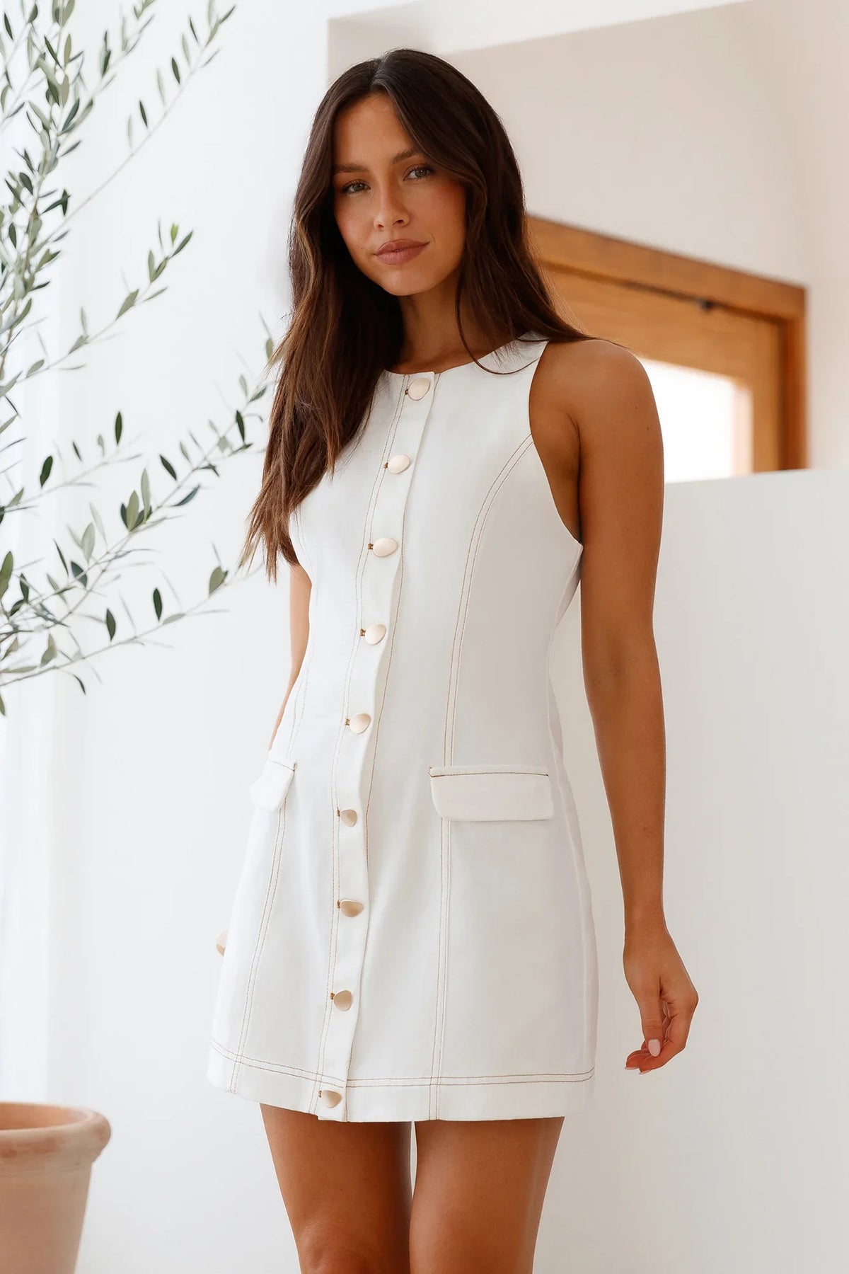 Beruhigendes Morgenröte Minikleid Weiß