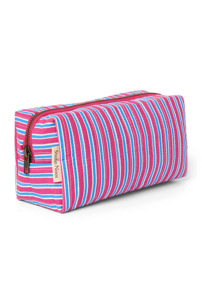 Poplin Striped Pouch | Raspberry