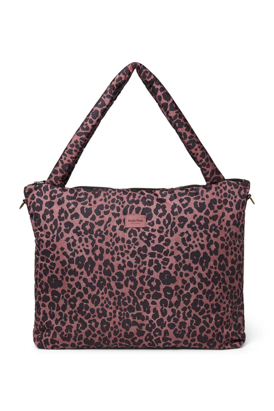 Rote Leopard-Puff-Wickeltasche