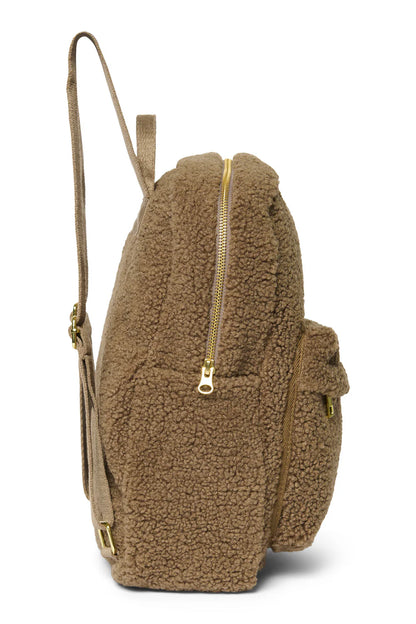 Brown Teddy Midi Backpack Front Pocket